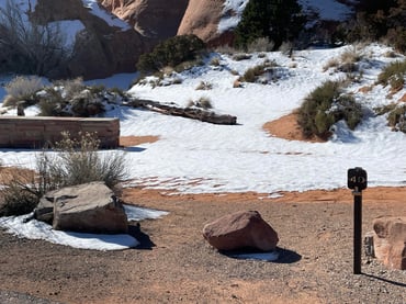 Campsite with snow